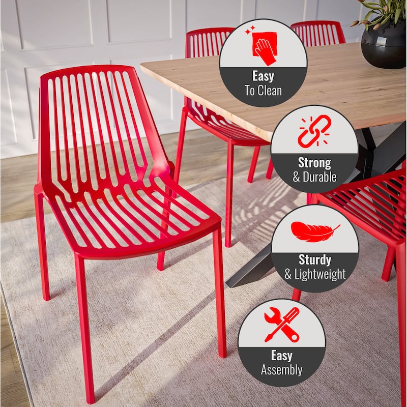 LeisureMod Acken Mid-Century Modern Plastic Dining Chair, Set of 4 - 30.7"