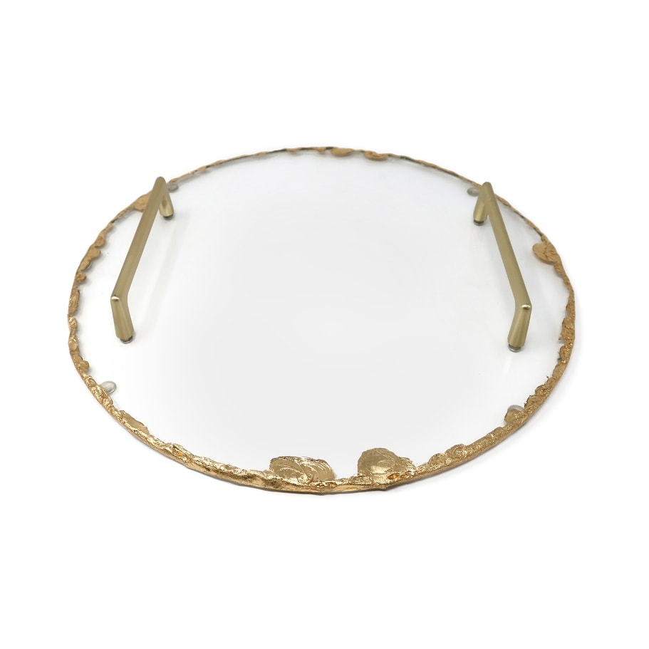 Glass Tray with Gold Rim and Handles