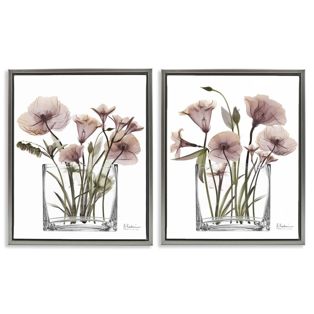 Stupell Earthy Infatuation Bouquet Framed Floater Canvas Wall Art Design By Albert Koetsier (Set of 2)