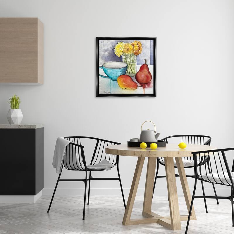 Stupell Modern Kitchen Teacup & Fruit Framed Floater Canvas Wall Art Design By Stephanie Fielden