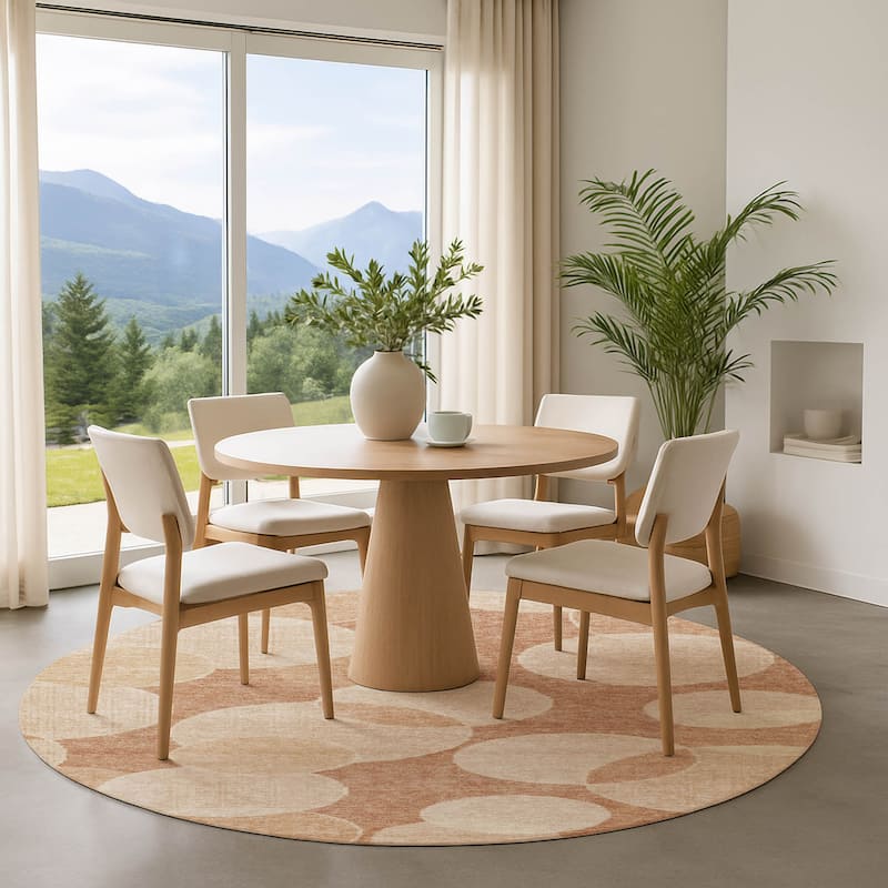 Premium Washable Super Soft Contemporary Bubbles Mayfield Rug - Coral - 8' x 8'