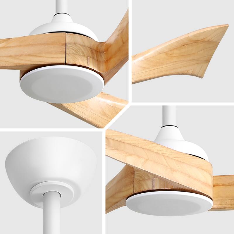 52''/60" Large Ceiling Fan without Lights, Remote Control and Reversible Motor Included, 3 Wood Blades