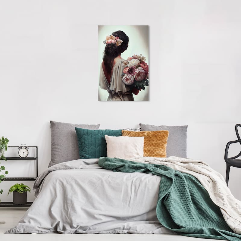 Wynwood Studio Fashion and Glam Marianna Gray and Light Pink Traditional Wall Art Canvas Print - 24 x 16