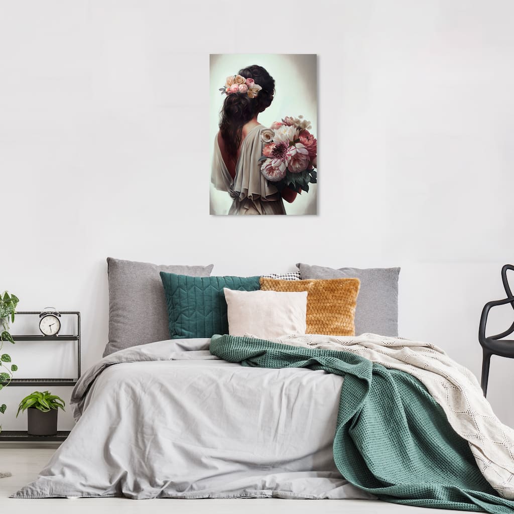 Wynwood Studio Fashion and Glam Marianna Gray and Light Pink Traditional Wall Art Canvas Print