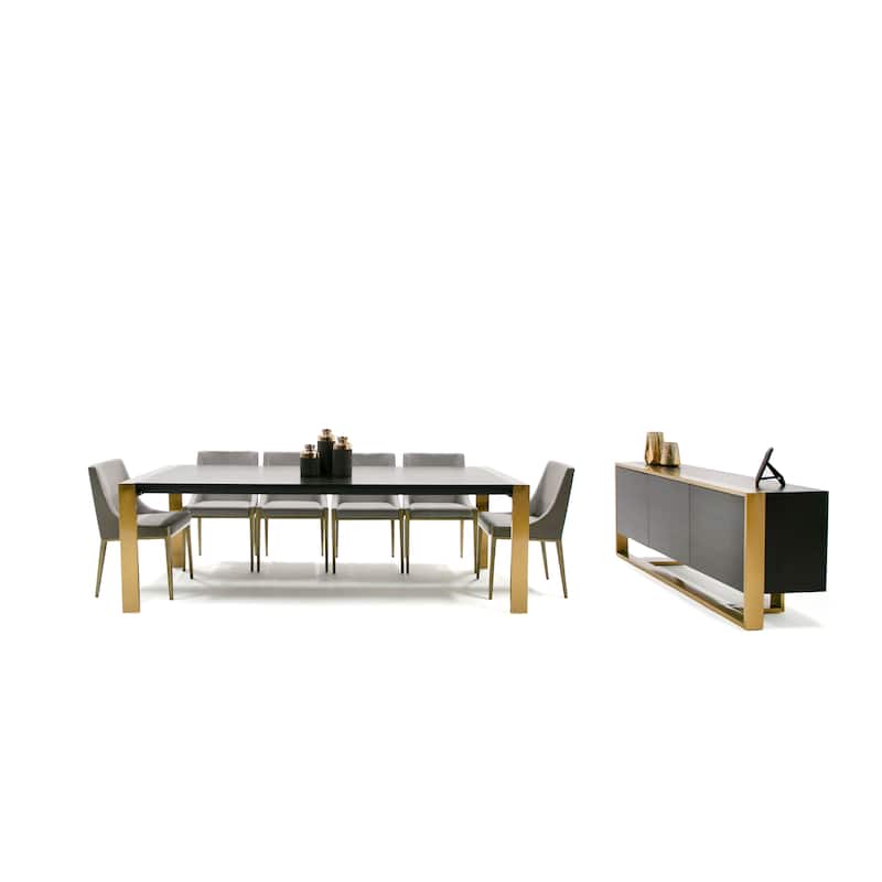 Modrest Fauna Modern Wenge and Brass Dining Table