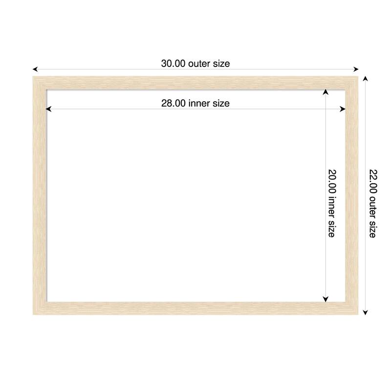 Amanti Art Woodgrain Stripe Blonde Framed Dry Erase Magnetic Board - 30 x 22 in - Woodgrain Stripe Blonde