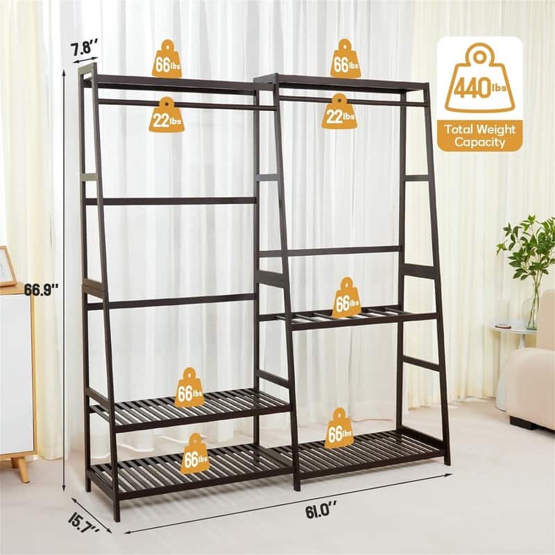 Clothes Rack Heavy Duty Garment Racks - 15.74"D x 61"W x 67"H