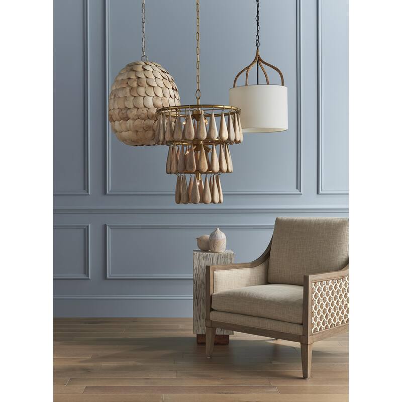 Currey & Company Buko Coco Cream Pendant - 24.5"h x 20"dia