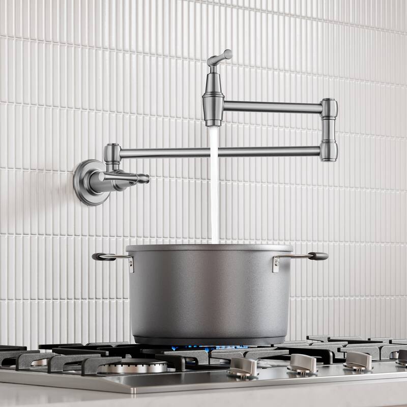 KRAUS Allyn Wall Mount Pot Filler Kitchen Faucet with Retractable Arm