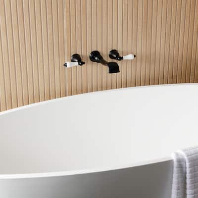 Kingston Brass Two-Handle 3-Hole Wall Mount Roman Tub Faucet