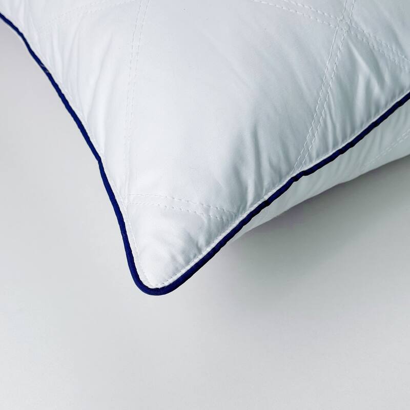 Set of 2 Goose Feather Down Bed Pillows Medium-Firm for Back and Side Sleepers. - White
