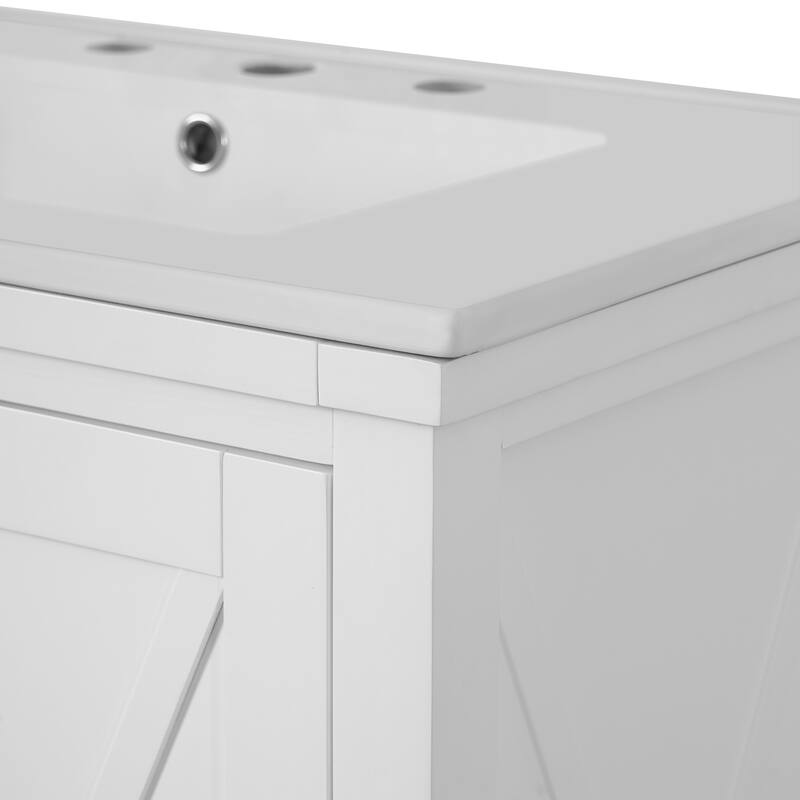 Bathroom Vanity with Sink, Freestanding Bathroom Storage Cabinet, Bathroom Cabinet with 2 Soft-Close Doors & 1 Divided Drawer