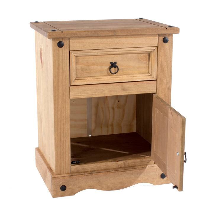 Wood Nighstand 1 Door 1 Drawer Corona Collection | Furniture Dash