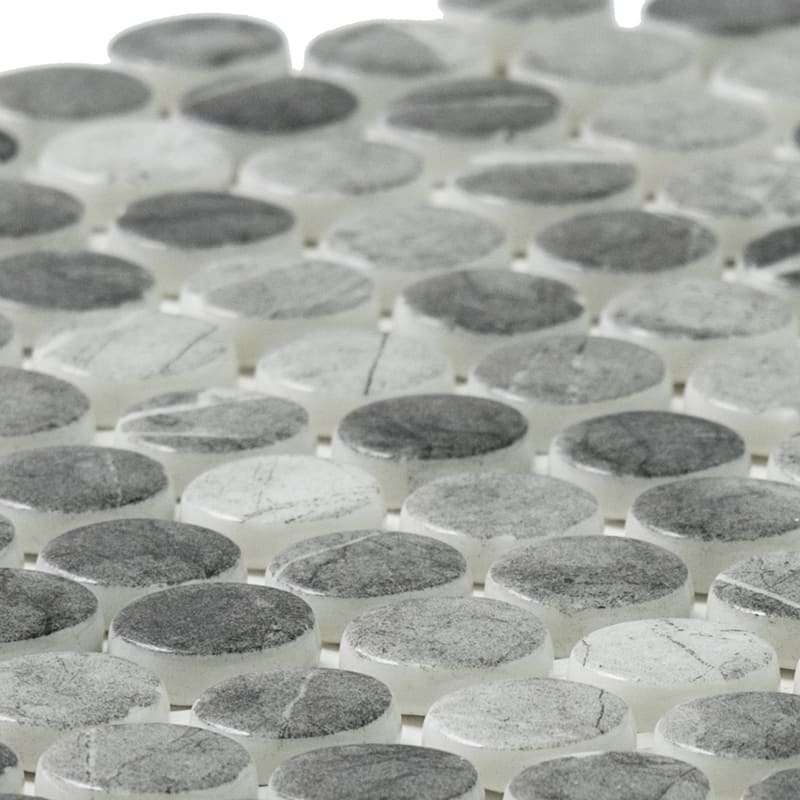 Eterna Penny 12x12 Glass Round Mosaic Tile - Floor, Wall, Backsplash