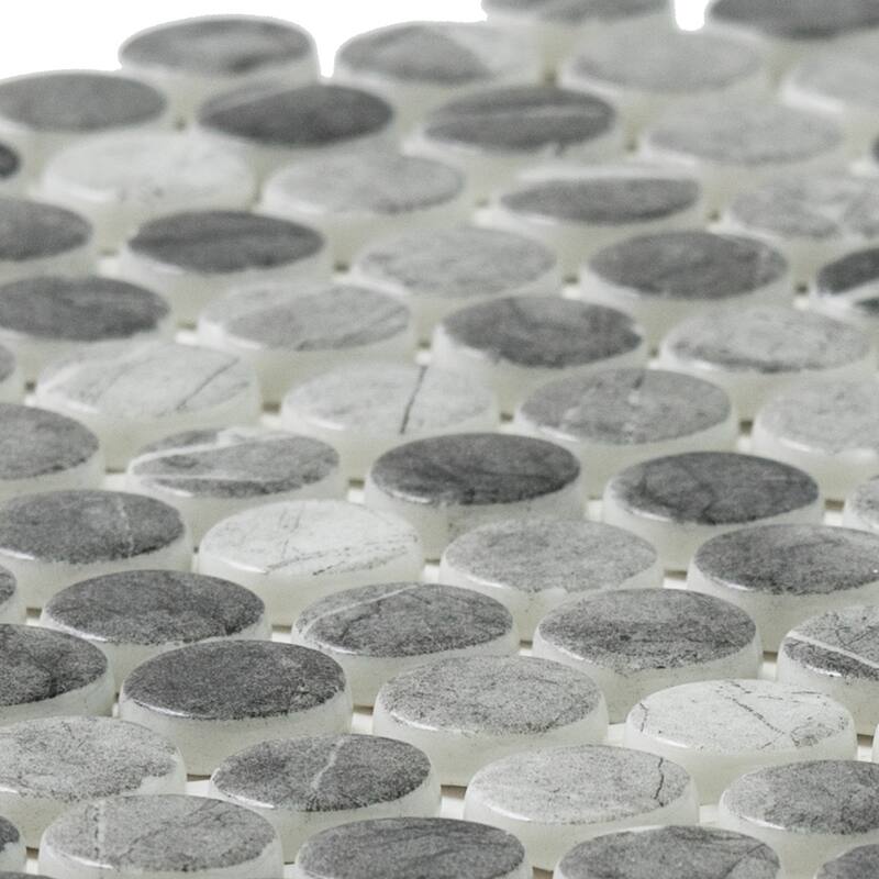 The Tile Life Eterna Penny 12x12 Storm Round Glass Mosaic Floor, Wall & Backsplash Tile