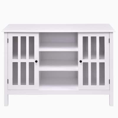 White Wood 43-inch TV Stand with Glass Panel Doors - 43" x 16" x 30" (L x W x H)