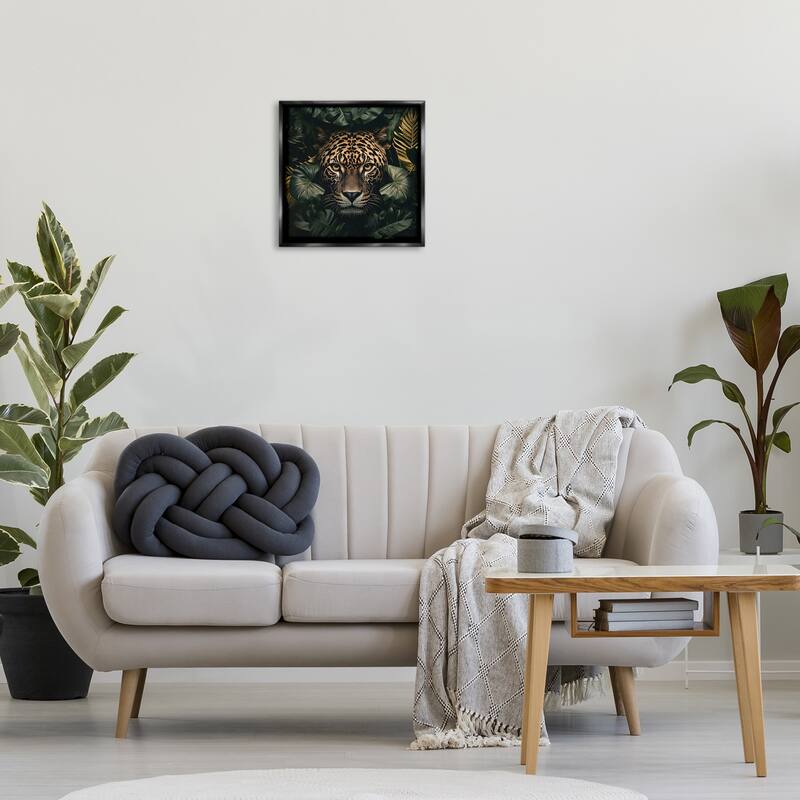 Stupell Leopard in Exotic Palms Framed Floater Canvas Wall Art Design By Heidi Kuntz