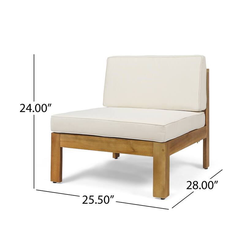 3 Piece Outdoor L-Shape Sofa Set, All-Weather Acacia Wood Conversation Furniture Set with Ottoman and Coffee Table