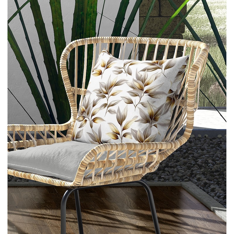 Enchanted Leaflet Indoor/Outdoor Reversible Throw Pillow White and Silver