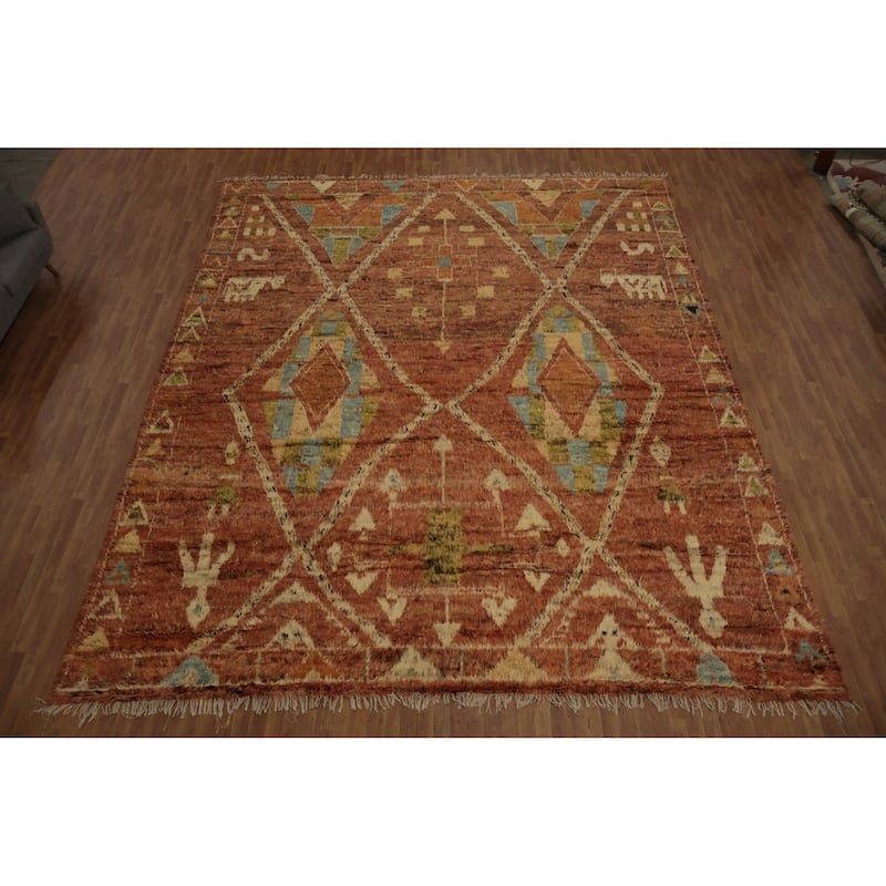 Hand Knotted Oriental 100% Wool Carpet Modern Tribal Oranges & Rust Moroccan Area Rug - 16' 4'' X 13' 3''