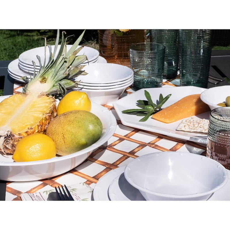 Abode Homewares Bamboo Raised Rim Melamine Salad Plate - White - 8.5" - Set of 6