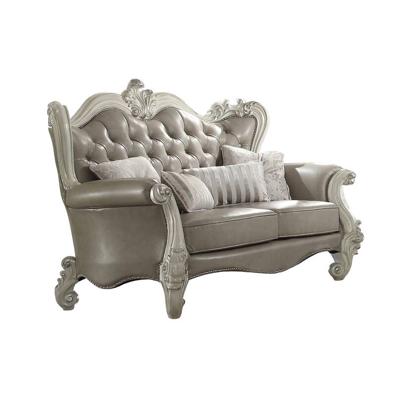 Calvert Vintage Gray and Bone White Loveseat with 4-Pillow