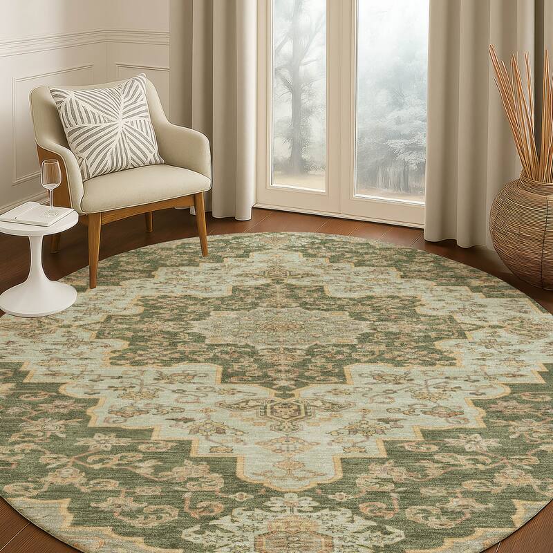 Machine Washable Indoor/ Outdoor Traditional Karachy Chantille Rug