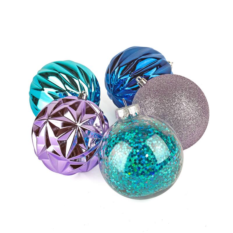 National Tree Company 4 in. Christmas Ball Ornaments, Purple and Blue, Set of 9 - 4 in