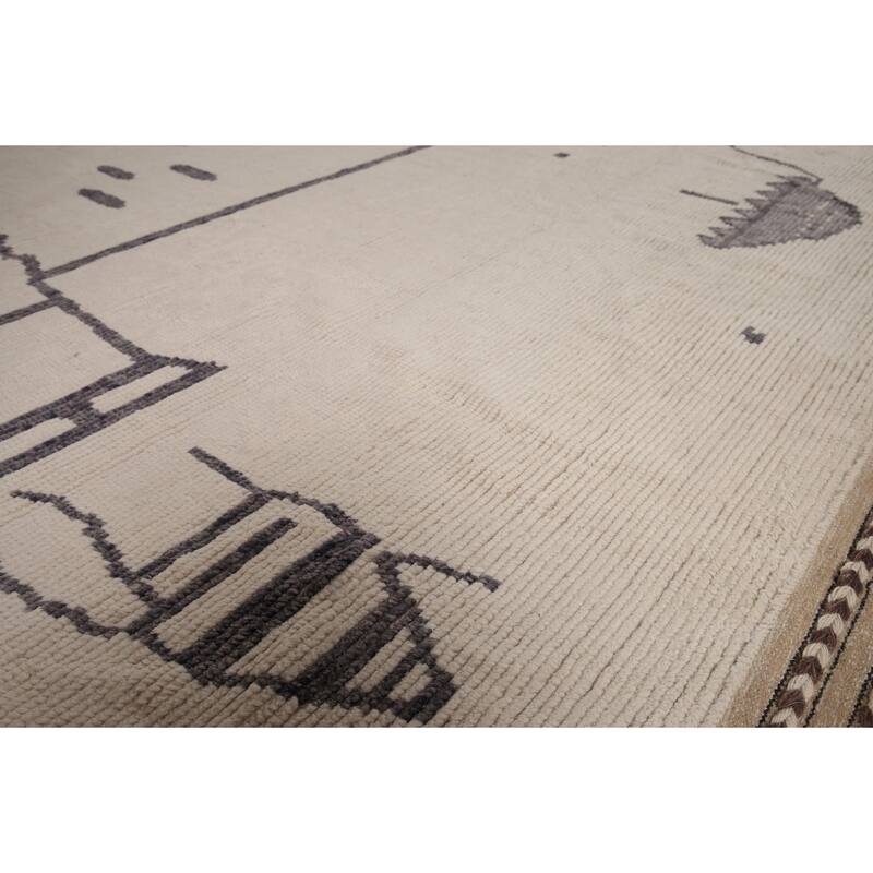 All-Over Abstract Moroccan Palace Size Area Rug Handmade Wool Carpet - 12'2"x 15'5"