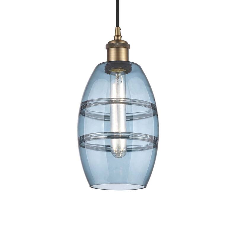 Innovations Lighting 516-1P-9-6 Vaz Pendant Vaz 6" Wide Mini Pendant - Brushed Brass / Princess Blue