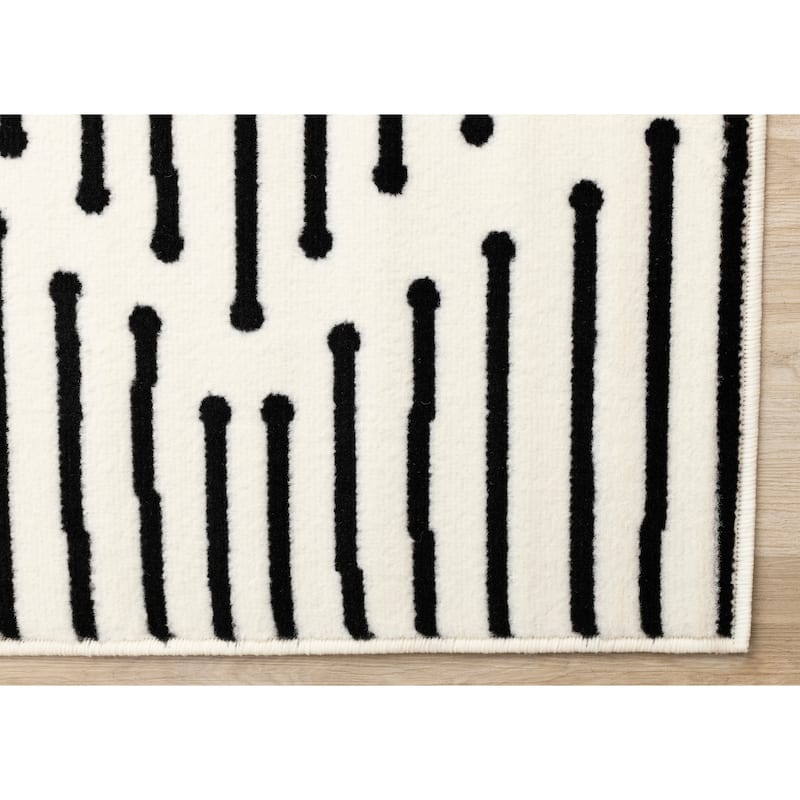 Forte Black White Stripes Area Rug