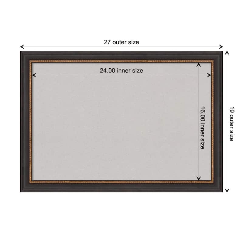 Ashton Black Wood Framed Grey Corkboard Bulletin Board, Organization Board, Pin Board - Board Size 24x16