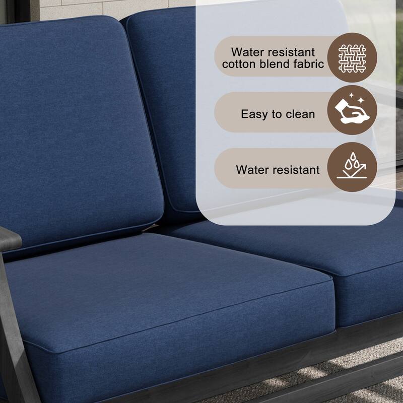 Teak Outdoor Patio Loveseat and Coffee Table Set (2-Piece)