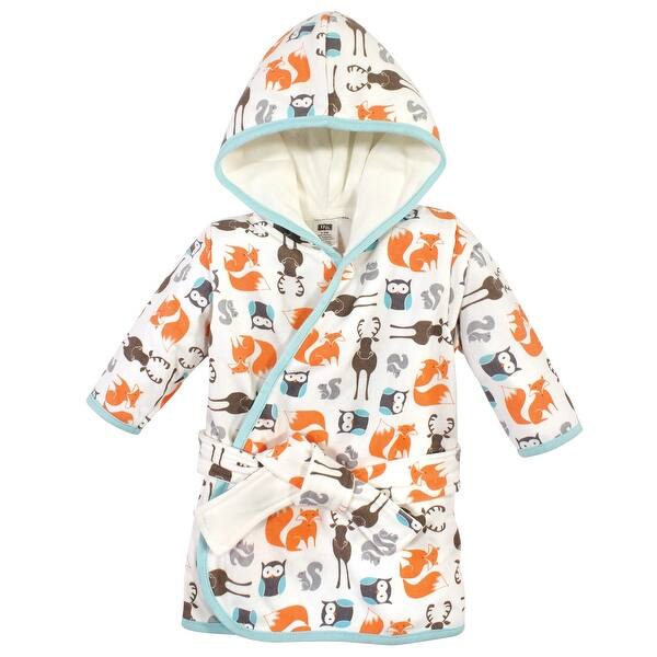 slide 1 of 1, Hudson Baby Infant Girl Cotton Rich Bathrobe, Neutral Forest, 0-9M - Neutral Forest - 0-9 Months 0-9 Months - Neutral Forest