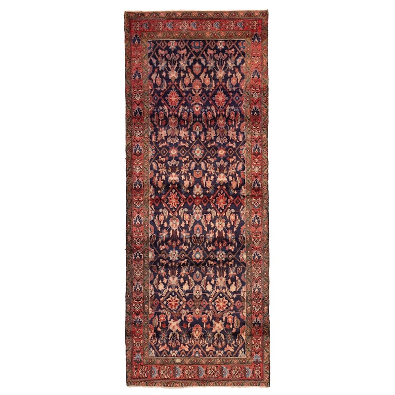 ECARPETGALLERY Hand-knotted Andelz Navy Wool Rug - 3'5 x 9'4