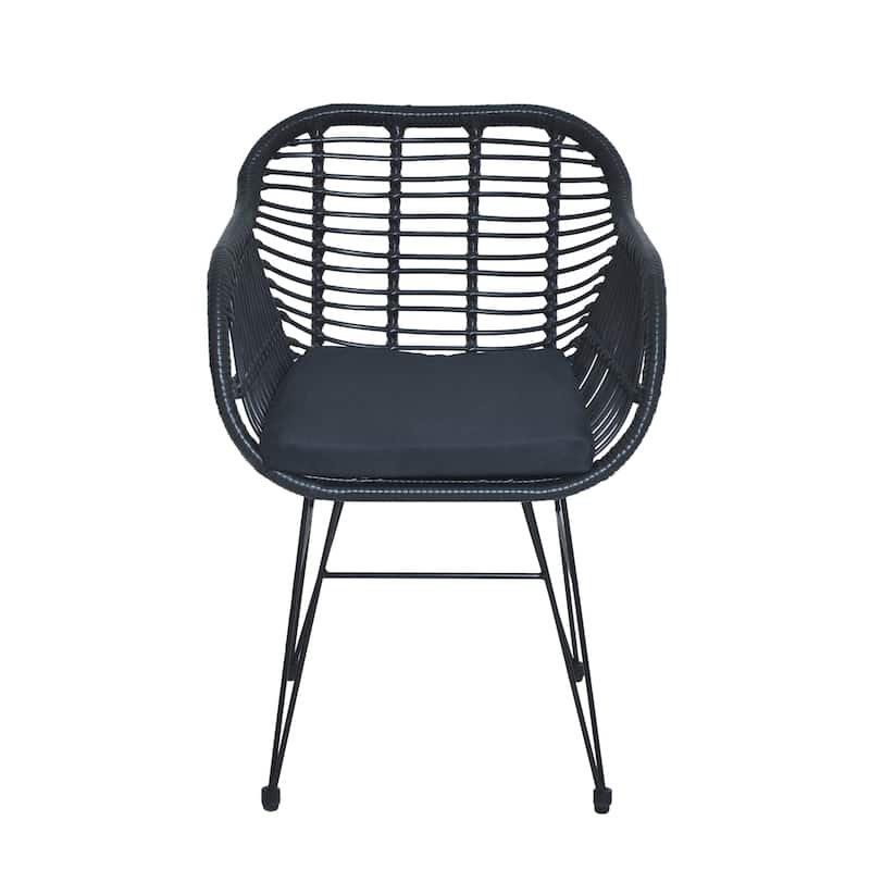 3-piece Outdoor Wicker Rattan Cushioned Bistro Set With Table