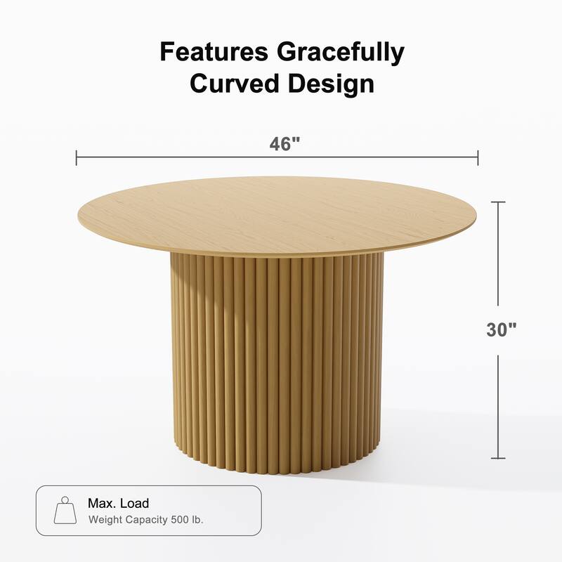 Lumioca Abberton Oak Wood Column Base Round Dining Table