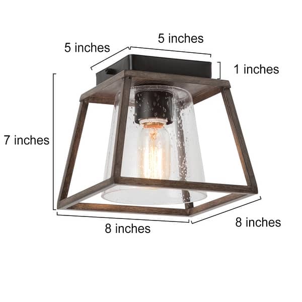 Modern Farmhouse 1-Light Glass Flush Mount Ceiling Lights - L 8"x W 8"x H 11.5"