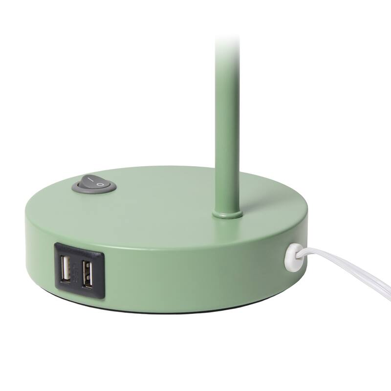 Modern Adjustable Metal Desk Lamp with USB Charging Port in Multiple Colors - 7.8" (L) x 5.6" (W) x 16" (H)