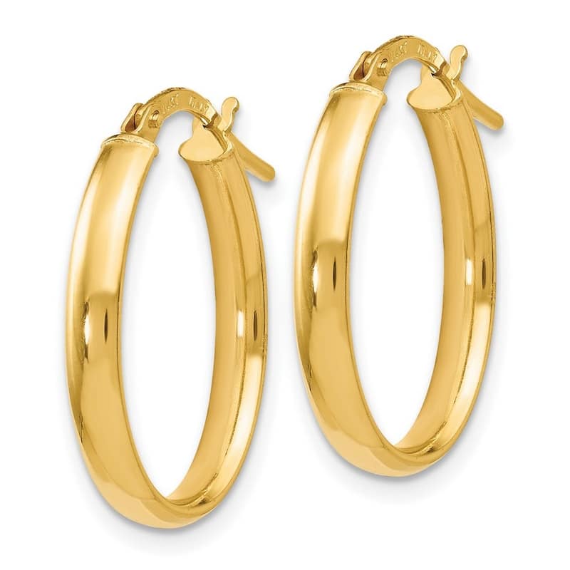 Curata 14k Yellow Gold 22x3mm Polished Domed Oval Hoop Earrings