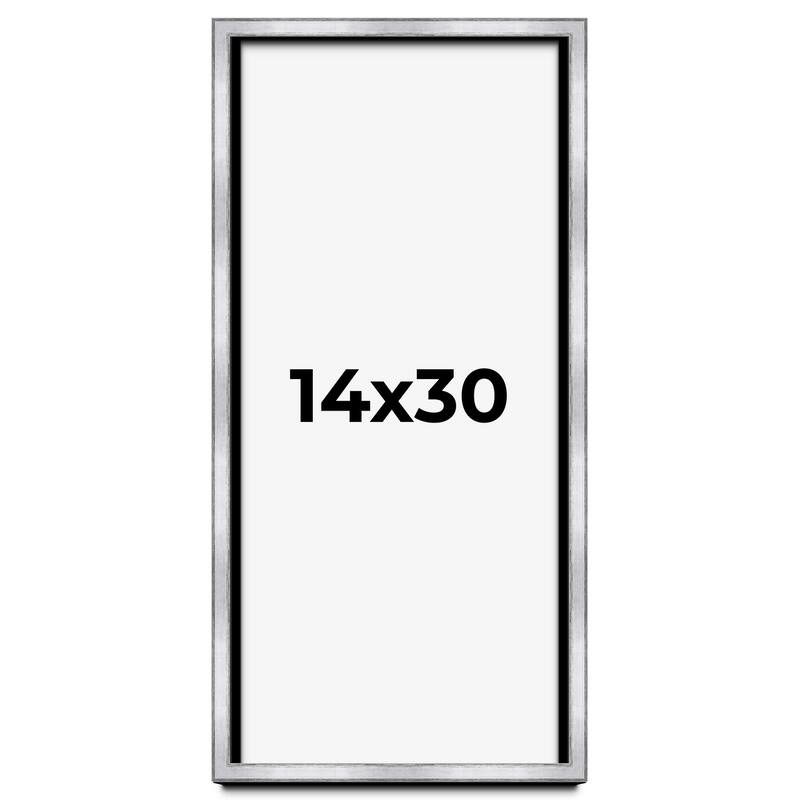 14x30 Shadow Box Frame Silver | 1.375 Inches Deep Real Wood