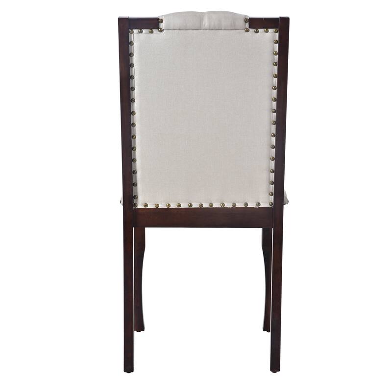 Upholstered Dining Chairs Set of 4, High Back Diamond Button Tufted Kitchen Chairs with Solid Wood Legs and Nailhead Trims