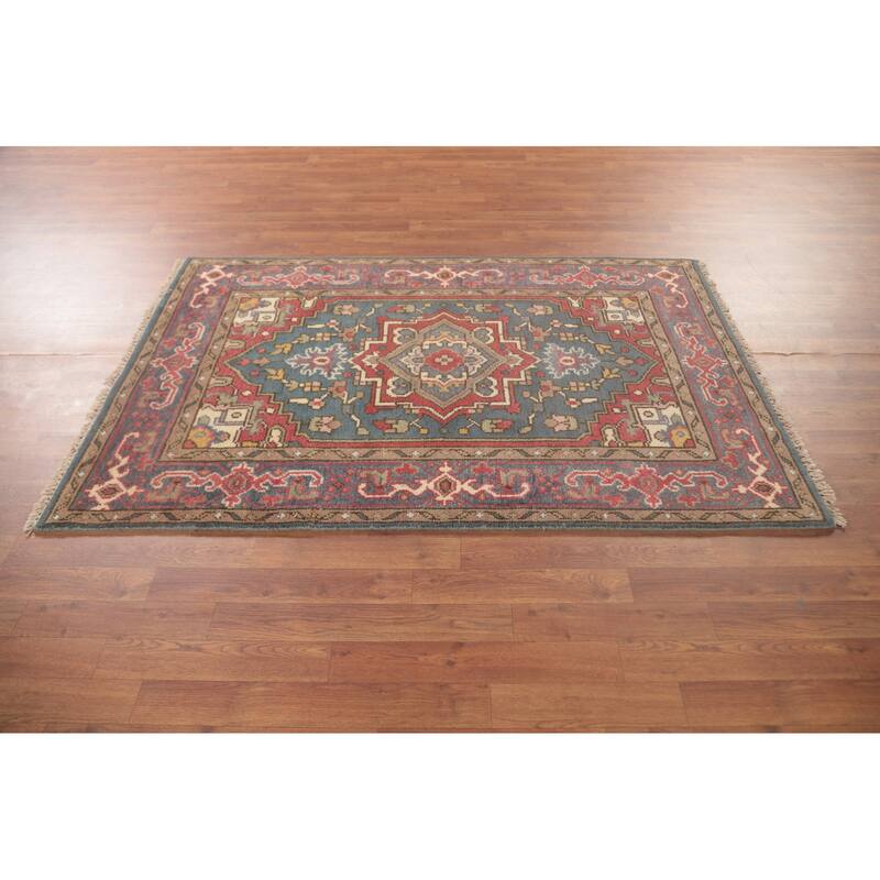 Traditional Heriz-Serapi Oriental Accent Rug Handmade Wool Carpet - 3'11"x 5'11"