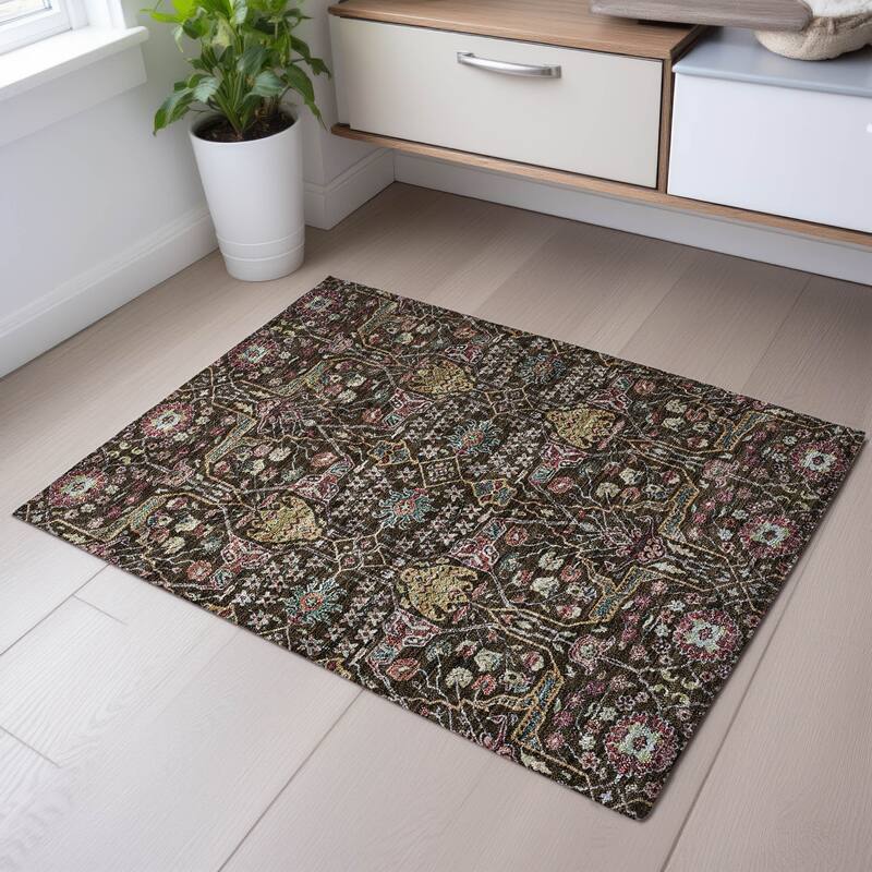 Premium Washable Super Soft Traditional Lobo Mayfield Rug - Chocolate - 1'8" x 2'6"