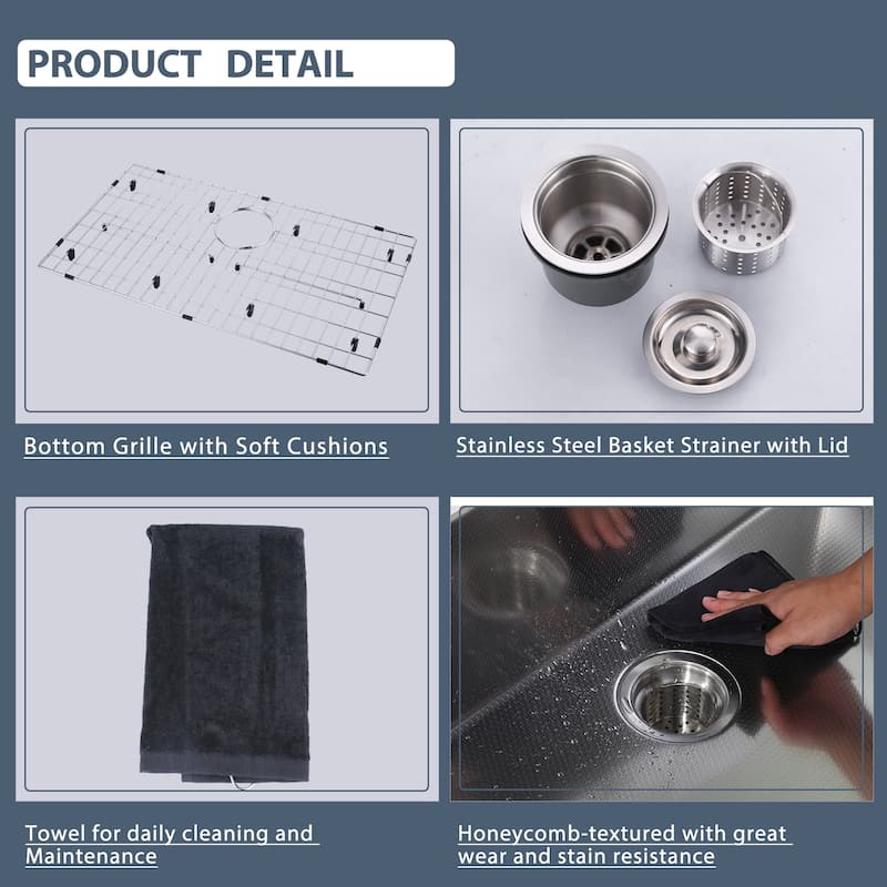 WOWOW Drop-In/Undermount Single Bowl 18-Gauge Kitchen Sink