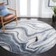 SAFAVIEH Craft Clytie Modern Abstract Marble Pattern Rug - 9' x 9' Round - Blue/Grey