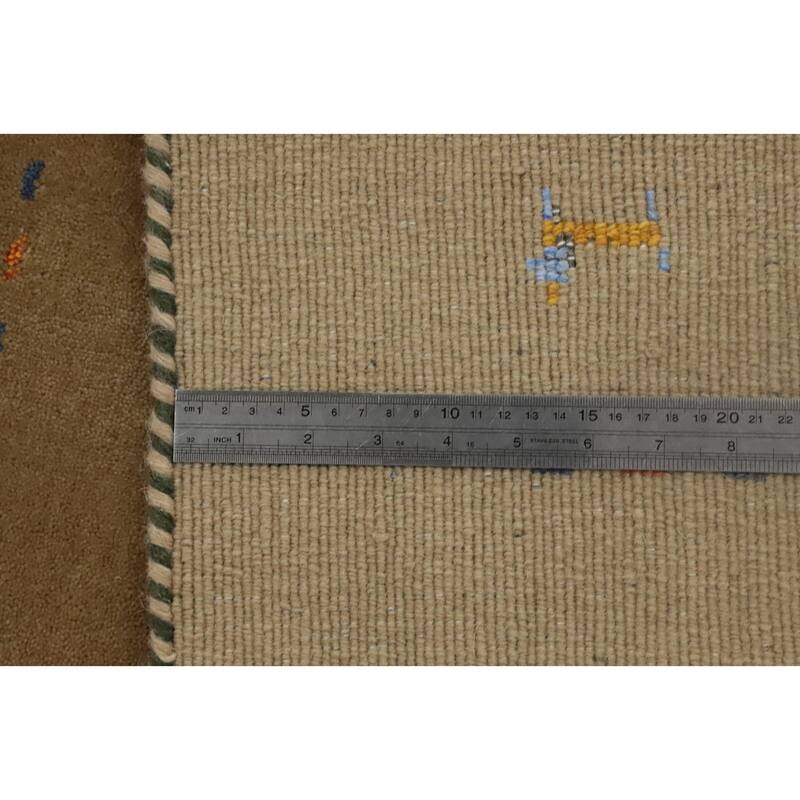 Hand Knotted Oriental 100% Wool Carpet Tribal Animal Pictorial Brown Gabbeh Area Rug - 8' 1'' X 5' 1''