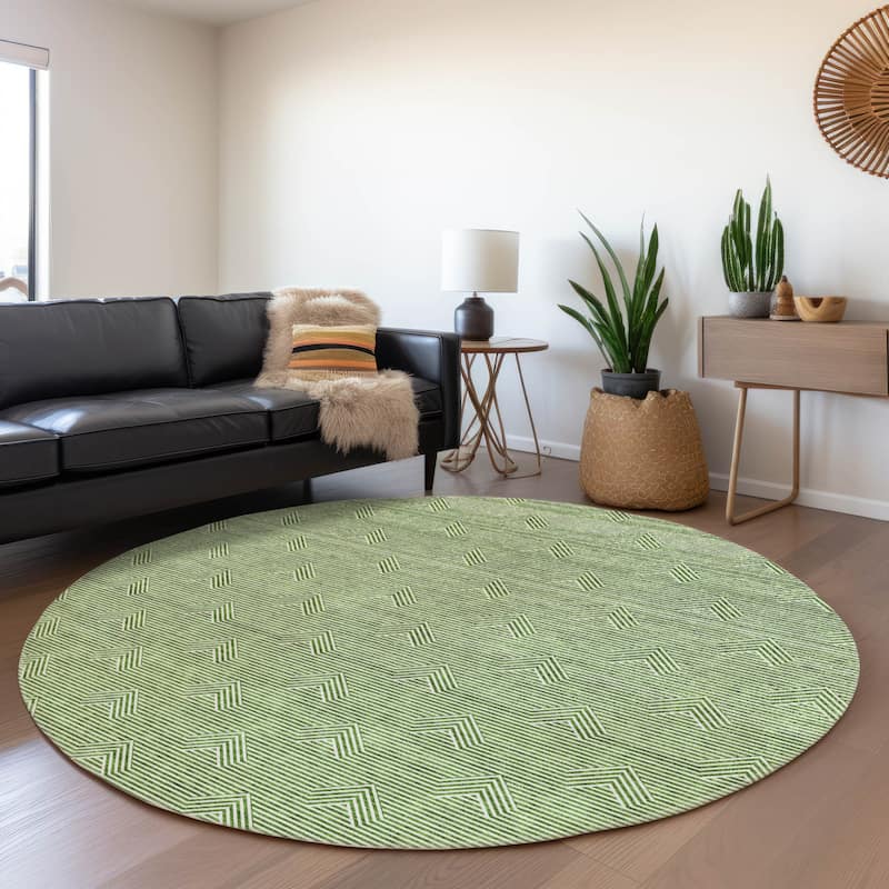 Premium Washable Super Soft Modern Arrow Mayfield Rug - Green - 8' x 8'
