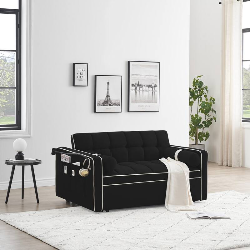 Velvet Convertible Sleeper Sofa Bed
