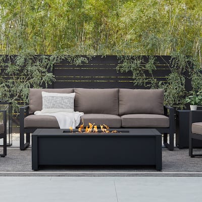 Keenan 52" Rectangle LP Fire Table in Black by Real Flame